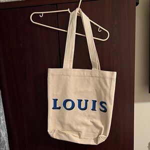 Louis Vuitton 200 Canvas Tote Bag with Blue Lettering